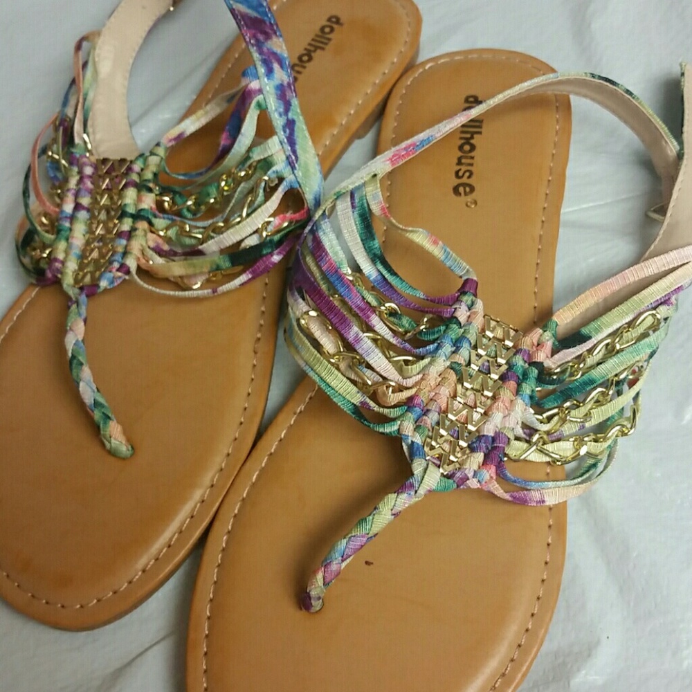 Dollhouse multi color sandals / New with no tags
